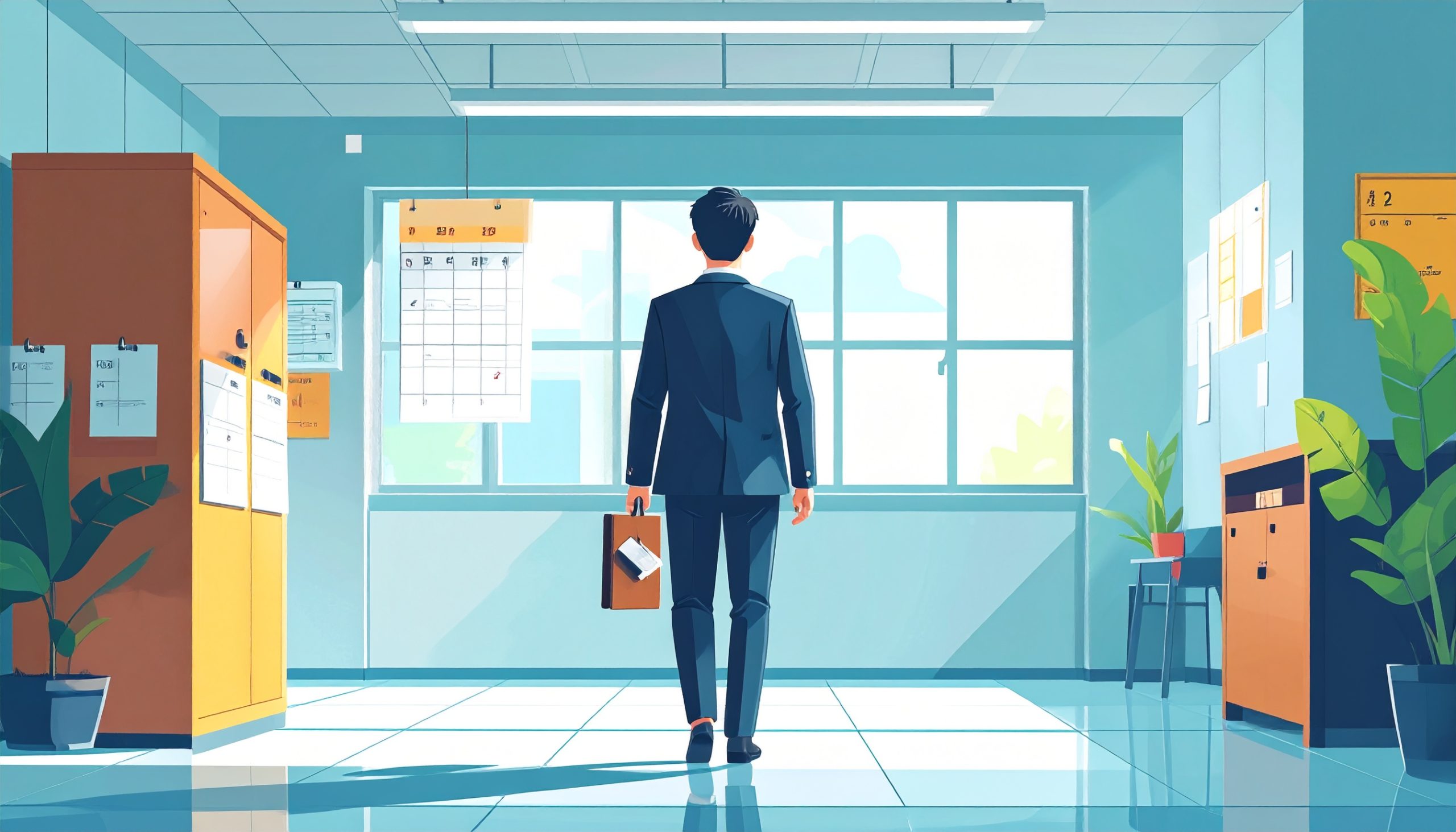 衛生管理者試験当日の流れをイメージしたイラスト